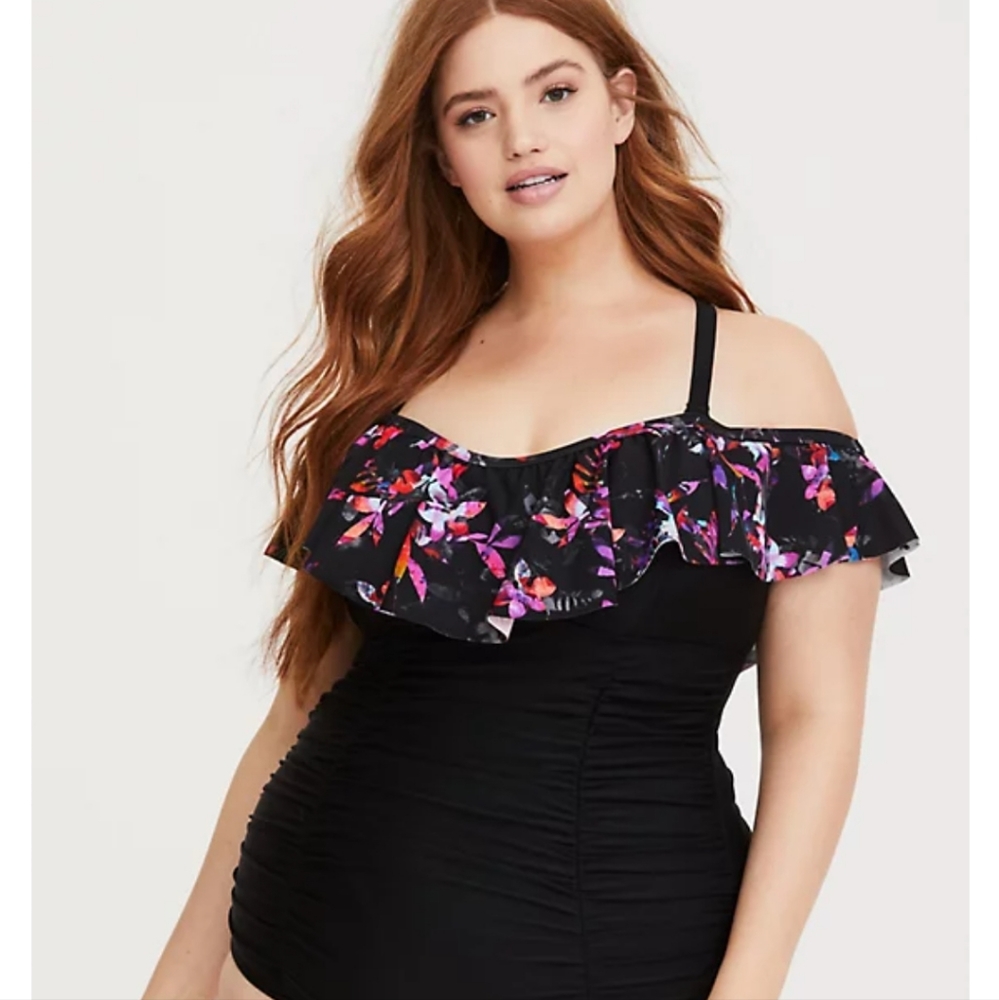 Torrid Tropical Off Shoulder Swimsuit